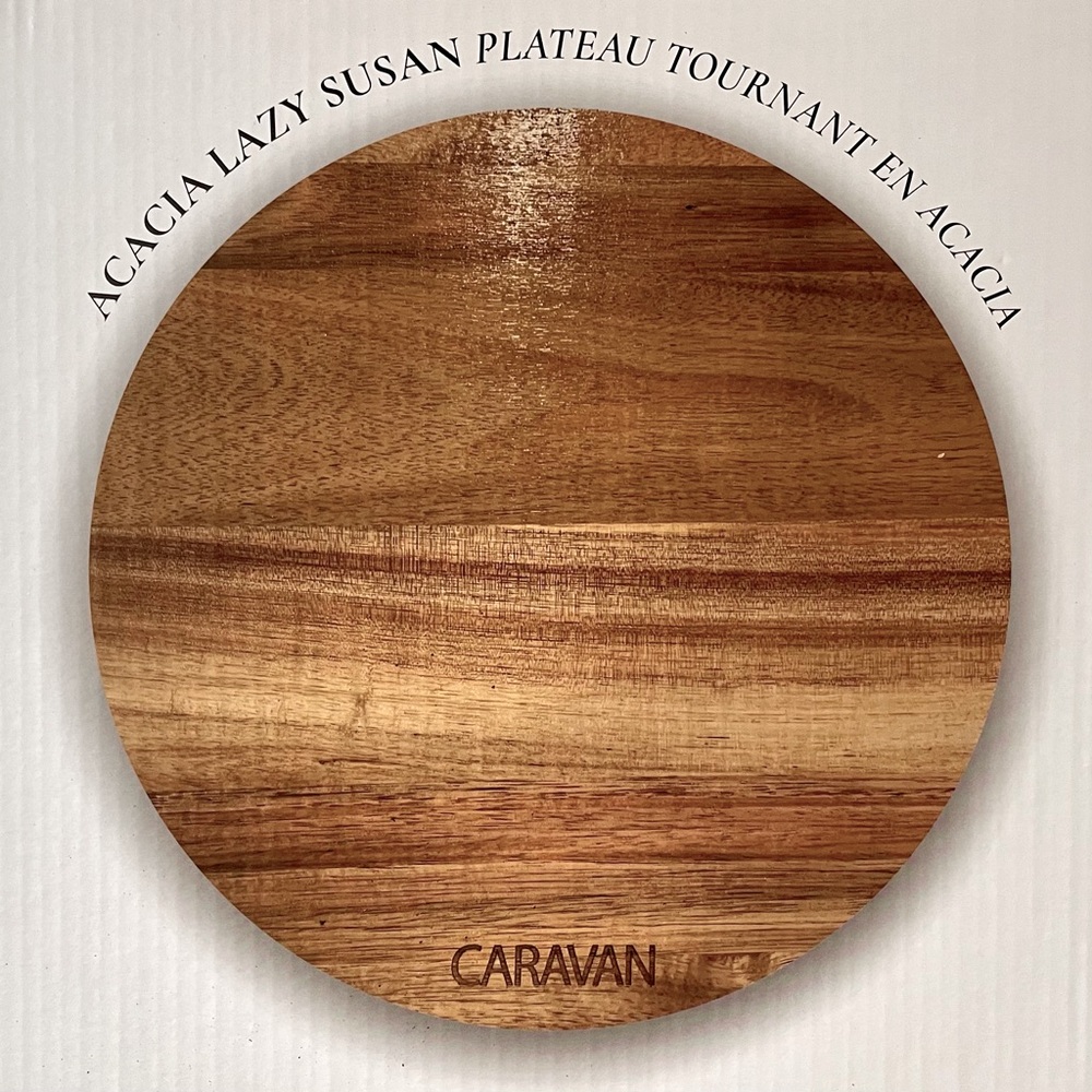 Lazy Susan Acacia Wood 10.8” Round NWT